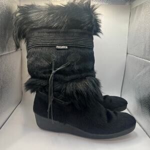 Tecnica Black Fur Après Ski Boots Made in Italy Women’s 42 (US 11–12) — Rare